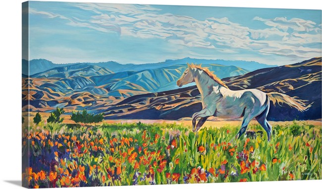 "Freedom in the Foothills"- 58"x35" Original oil on canvas or Giclée reprod. from oil painting.