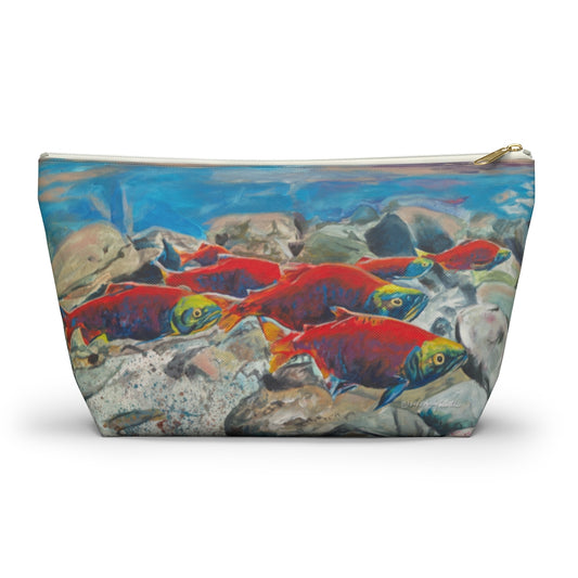 "Brookies and Reds" Accessory Pouch w T-bottom