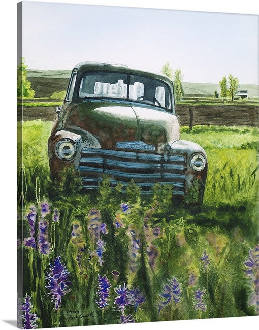 "5 Window Chevy Spring" Antique Chevy Truck Art Print - a limited edition s/n canvas or paper print from watercolor