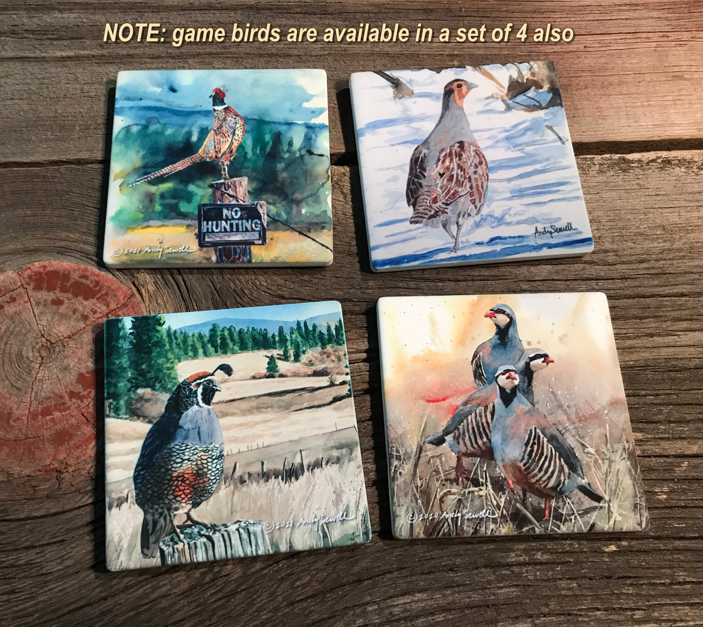 ASC056 "King of the Valley" quail ceramic coaster
