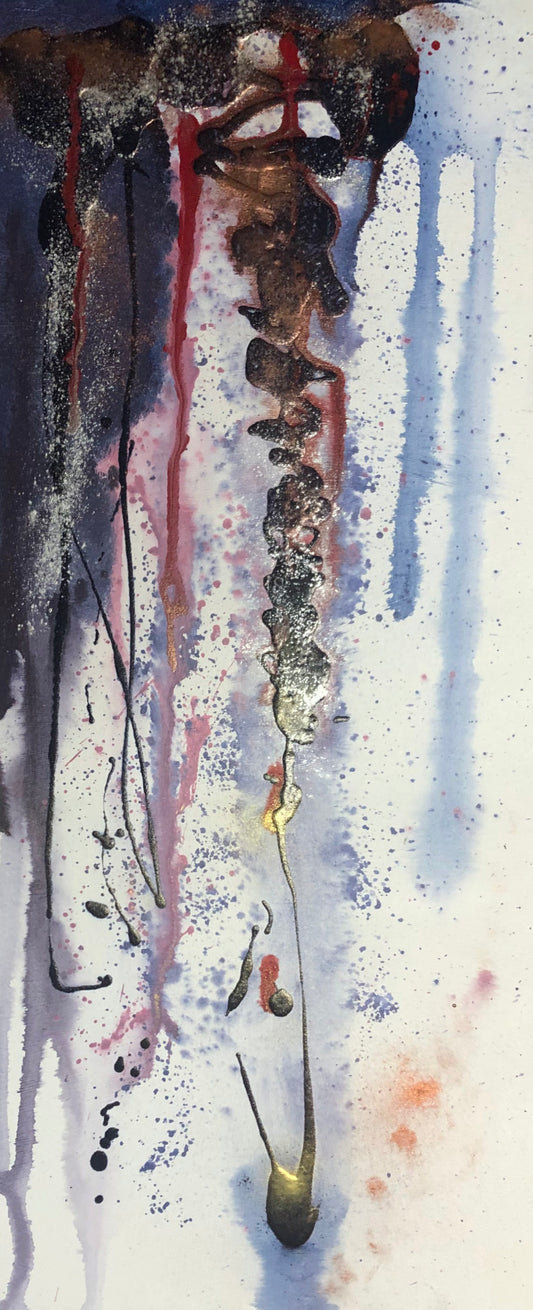 "Crimson Shine" - 15"x36" Original Acrylic Painting