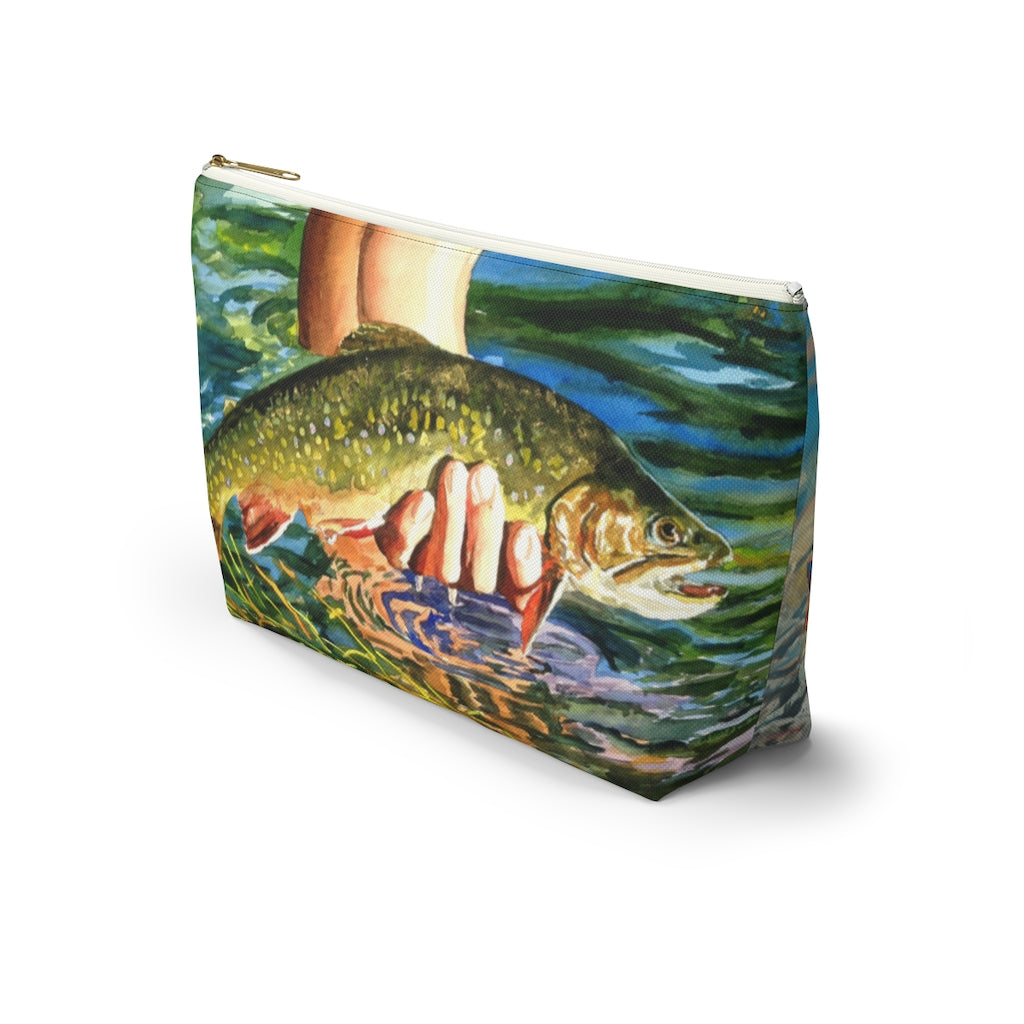 "Brookies and Reds" Accessory Pouch w T-bottom