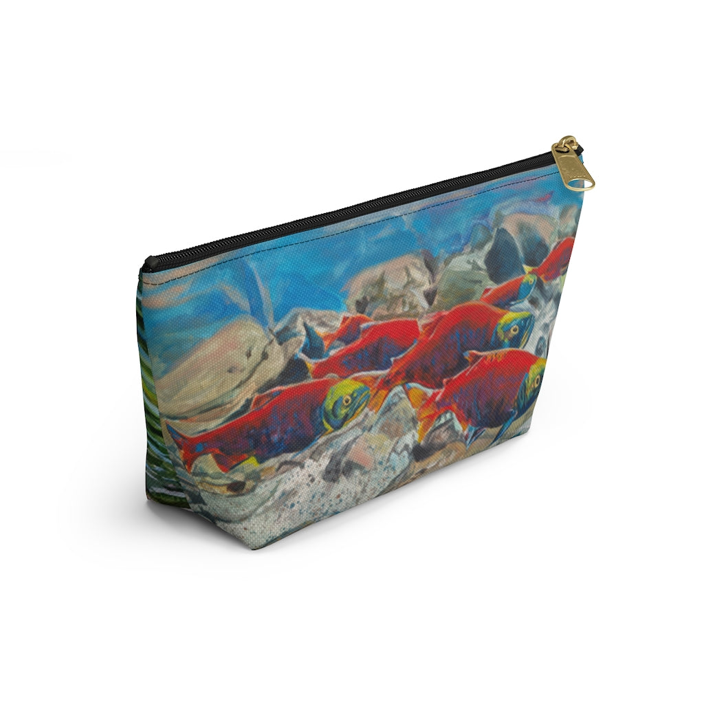 "Brookies and Reds" Accessory Pouch w T-bottom