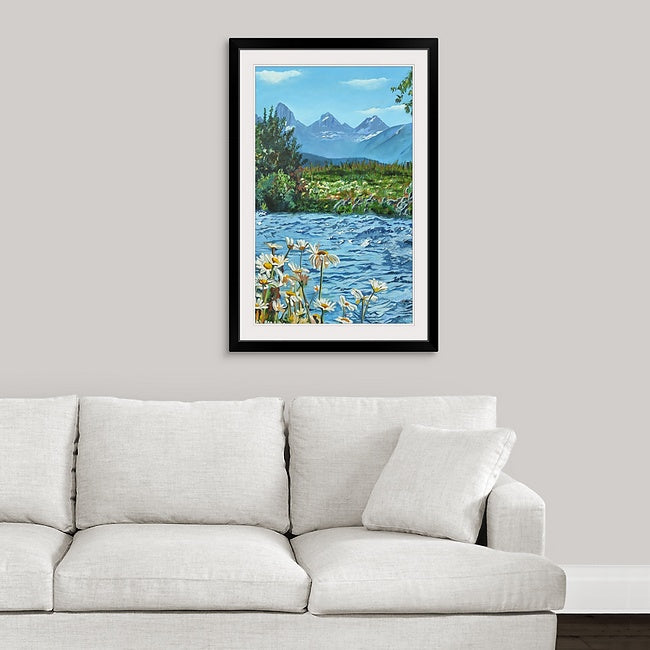 "Daisies in the Tetons" - Canvas Giclée art print of oil painting of Idaho Daisies in the Tetons.
