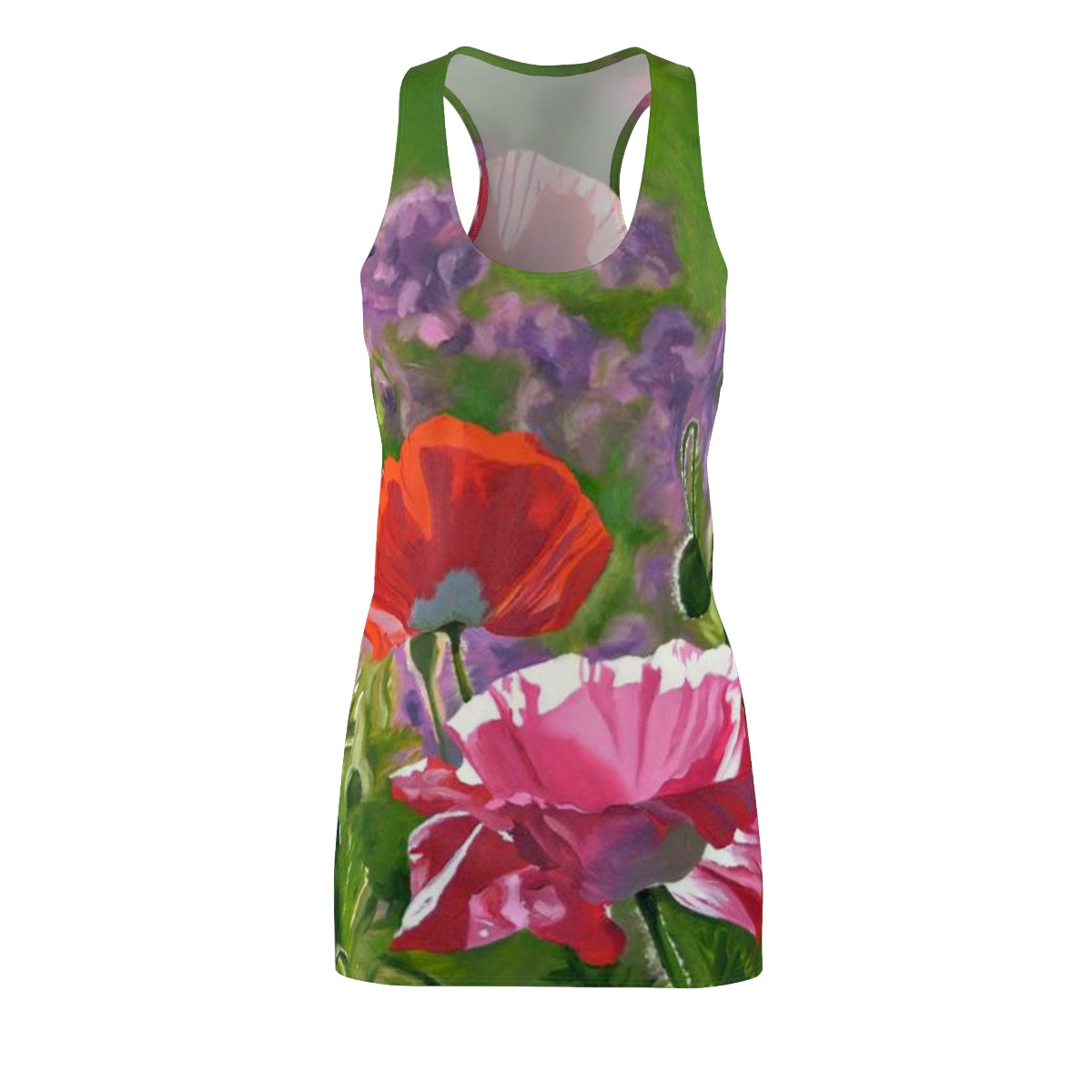"Poppy Party" Women's Cut & Sew Racerback Dress