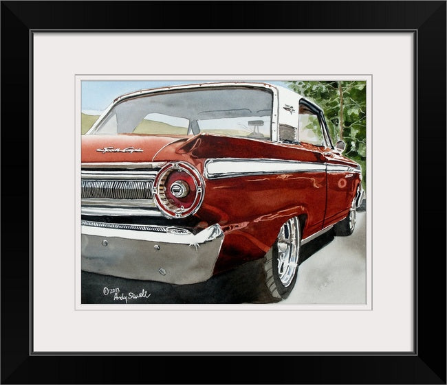 "The Old Fairlane" signed edition Giclee Reprod. of a red 1963 Ford Fairlane