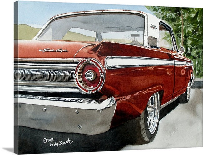 "The Old Fairlane" signed edition Giclee Reprod. of a red 1963 Ford Fairlane