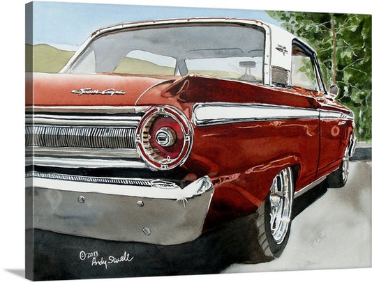 "The Old Fairlane" signed edition Giclee Reprod. of a red 1963 Ford Fairlane