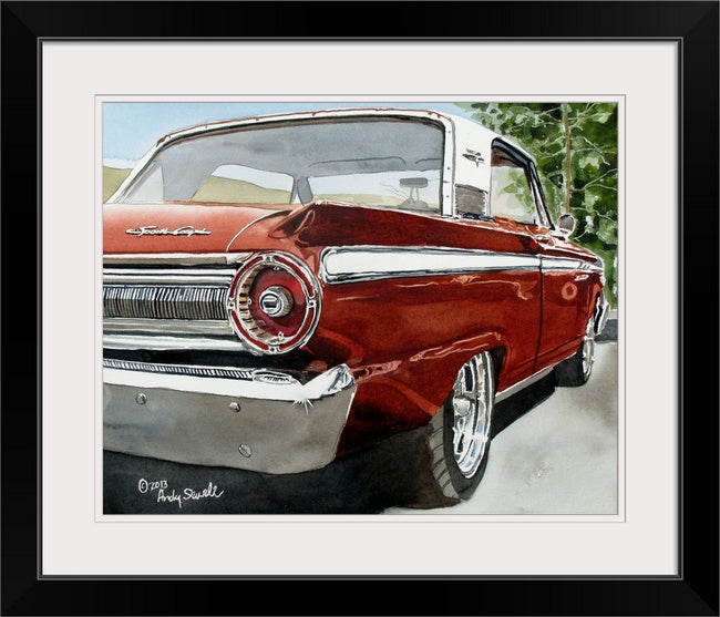 "The Old Fairlane" signed edition Giclee Reprod. of a red 1963 Ford Fairlane