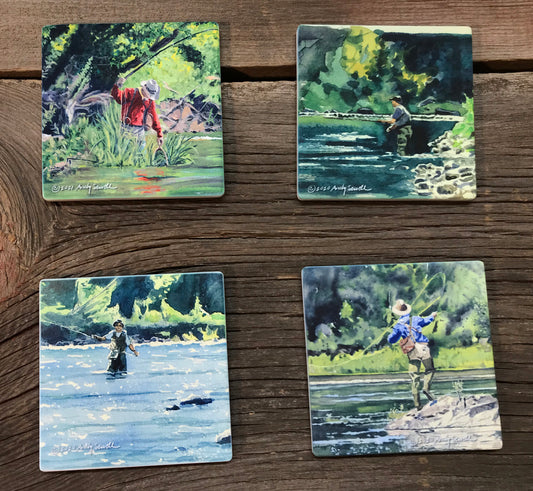 "Fisherman" themed coaster sets: 2 options, see below.