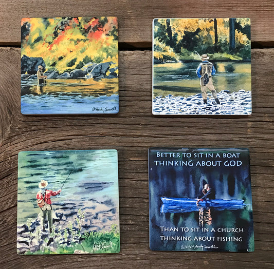 "Fisherman" themed coaster sets: 2 options, see below.