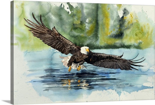 "Eagle: Fish Fear Him" - A limited edition s/n Giclee art print  from an Original watercolor of an eagle over the water