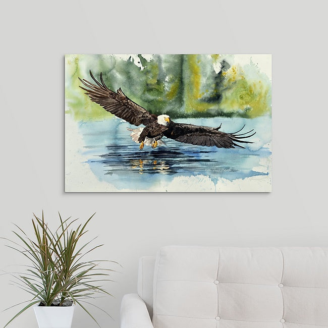 "Eagle: Fish Fear Him" - A limited edition s/n Giclee art print  from an Original watercolor of an eagle over the water