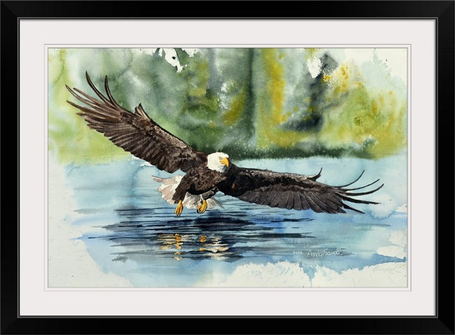 "Eagle: Fish Fear Him" - A limited edition s/n Giclee art print  from an Original watercolor of an eagle over the water