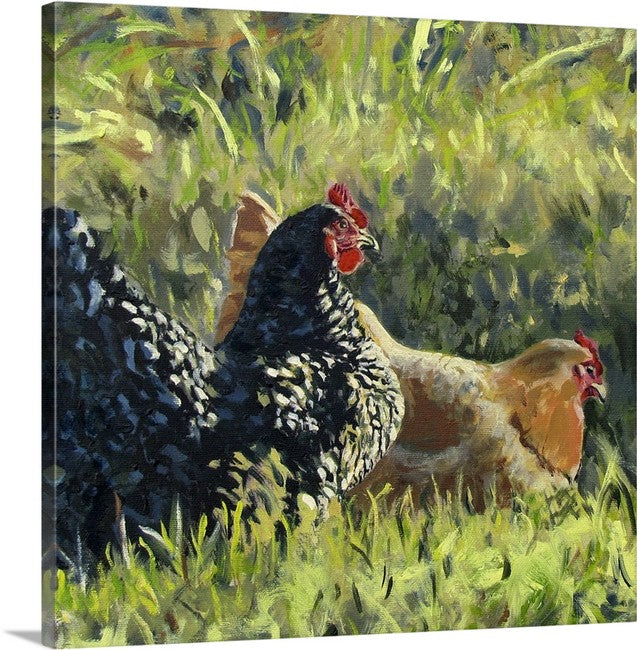 "Free Ranging Fowl"- 12" x 18"  Giclee Print S/N Ltd. Ed. of country chicken