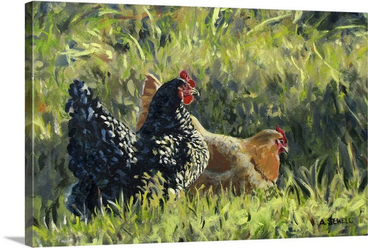"Free Ranging Fowl"- 12" x 18" Giclee Print S/N Ltd. Ed. of country chicken