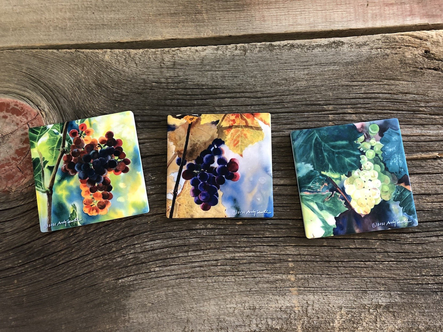 “Set of 3 grapes” a signed set of Giclee art prints from watercolors of grapes.