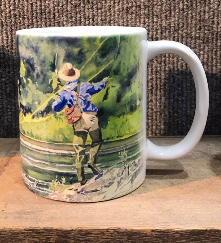 "River Dance" Vintage flyfisherman, Giclée reprod. from watercolor
