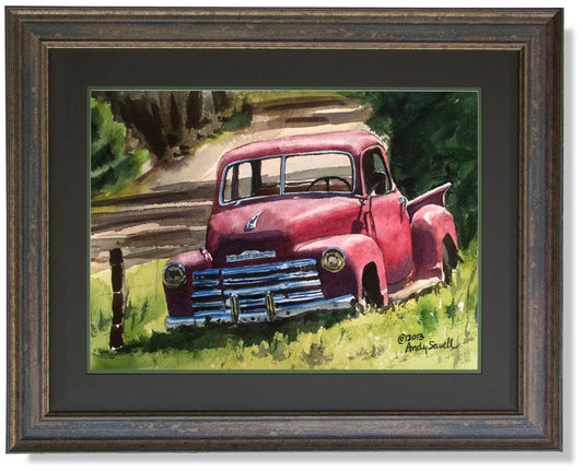 Red Five Window Chevy - 7" x 10" Archival Watercolor Print S/N Ltd. Ed. by Andy Sewell