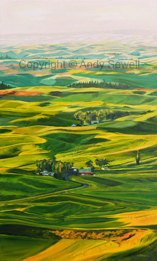 "Palouse Country Summer" - A ltd. edition Giclee reprod. of an Original oil painting of the Northwest Palouse country landscape - by Andy Sewell
