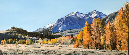 Boulder Gold Art Print - a 42"x19" limited edition s/n giclee art print  from an original oil of Idaho’s Boulder Mtns. - by Andy & Josh Sewell