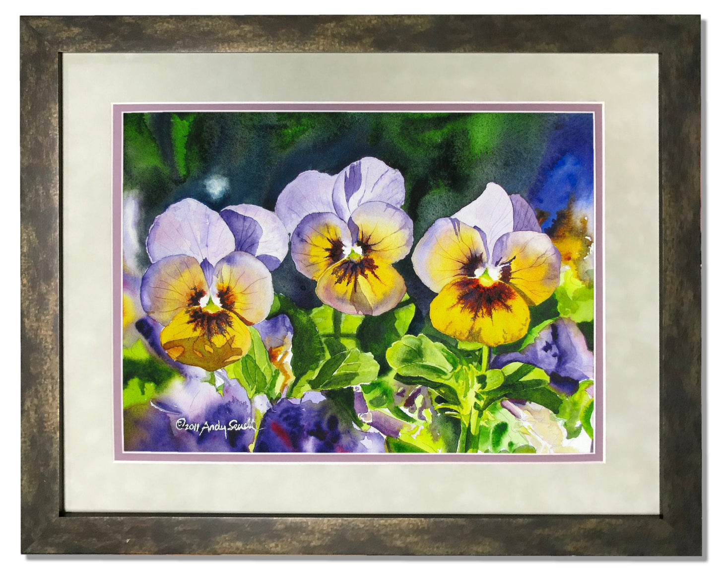 "Pansy Trio" - 12x16 Watercolor Original or Archival Watercolor Print S/N Ltd. Ed. by Andy Sewell