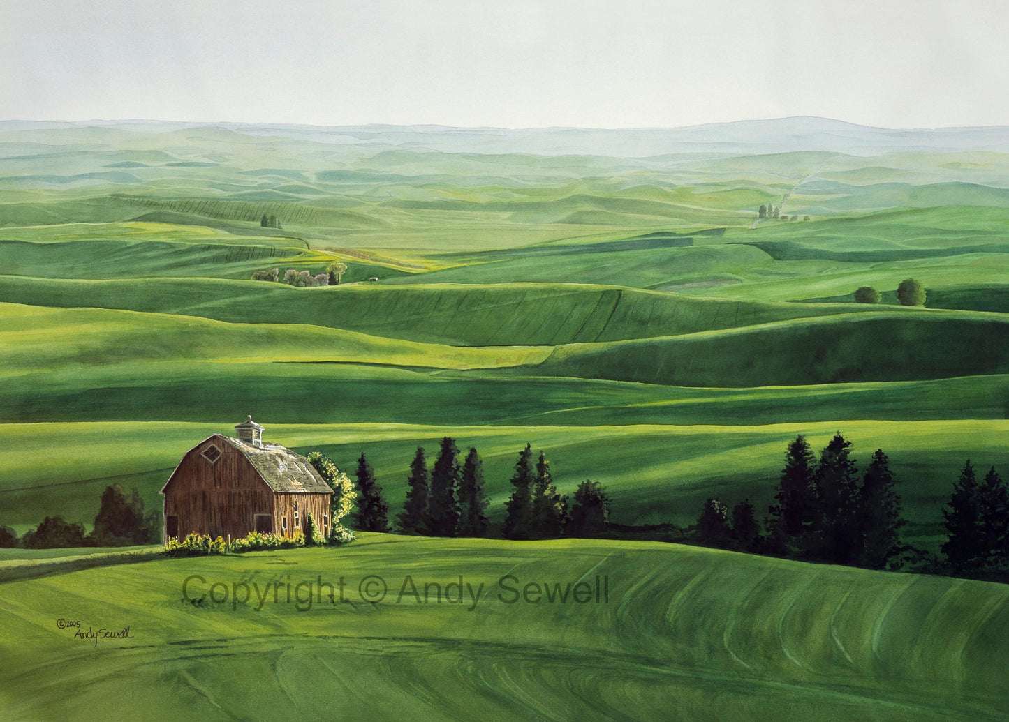 "Palouse Country Classic" - A ltd. edition Giclee reprod. from an Original watercolor of the Northwest Palouse country landscape - by Andy Sewell