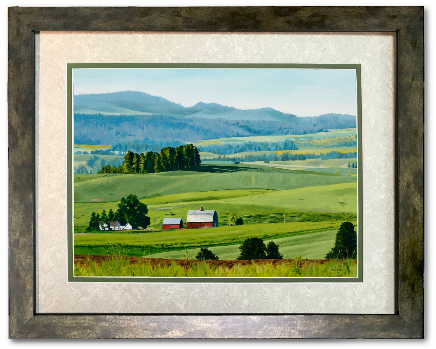 "Palouse Red and Green" 34x48- a giclee reprod. from oil painting of the Northwest Palouse country landscape
