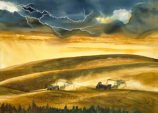 "Doubletime Before the Storm" - a ltd. edition Giclee reprod. from a watercolor of the palouse country