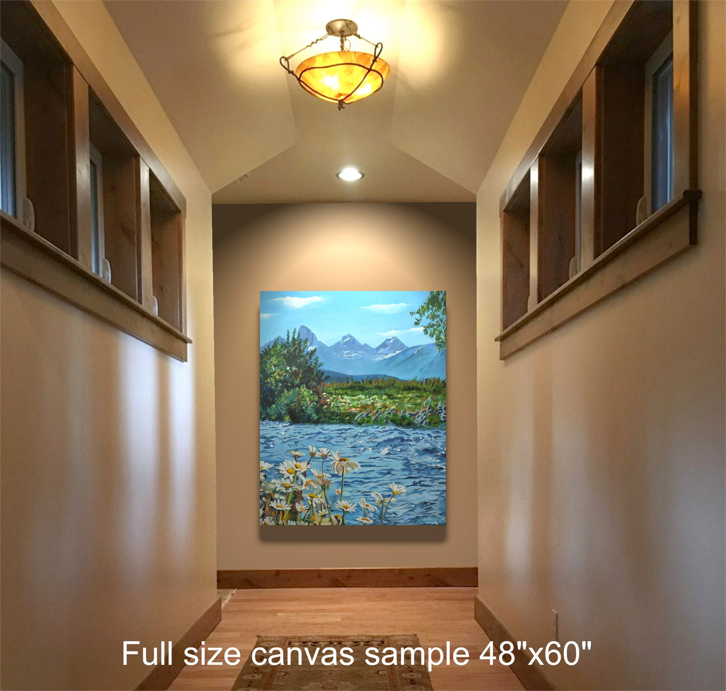 "Daisies in the Tetons" - Canvas Giclée art print of oil painting of Idaho Daisies in the Tetons.