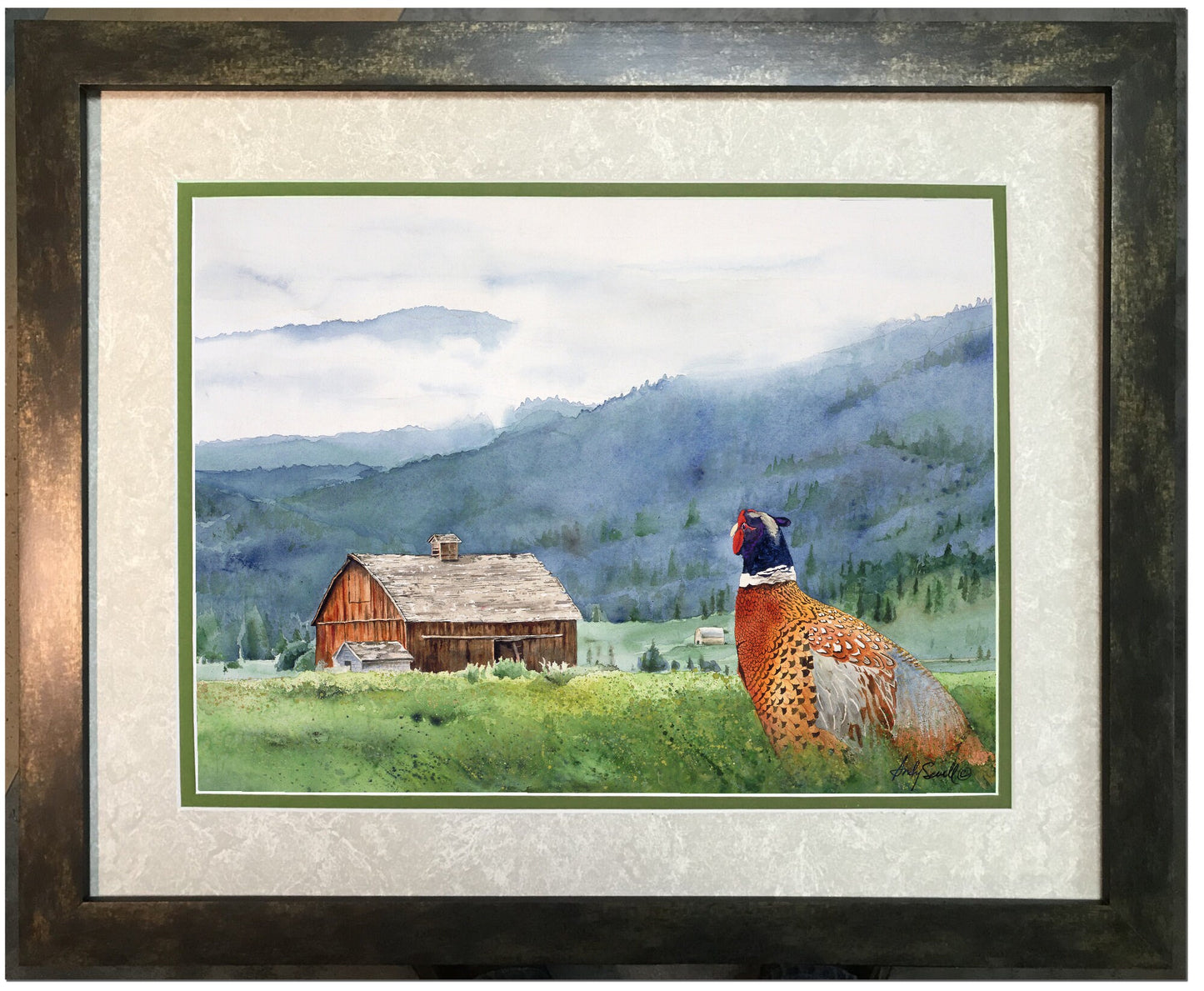 "Springtime Ringneck" - A ltd. edition s/n Giclee watercolor print of Ringneck Pheasant- by Andy Sewell