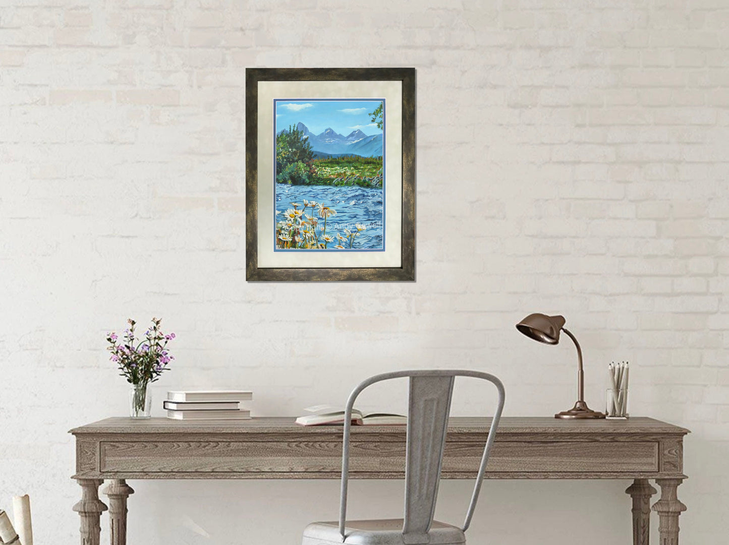"Daisies in the Tetons" - Canvas Giclée art print of oil painting of Idaho Daisies in the Tetons.