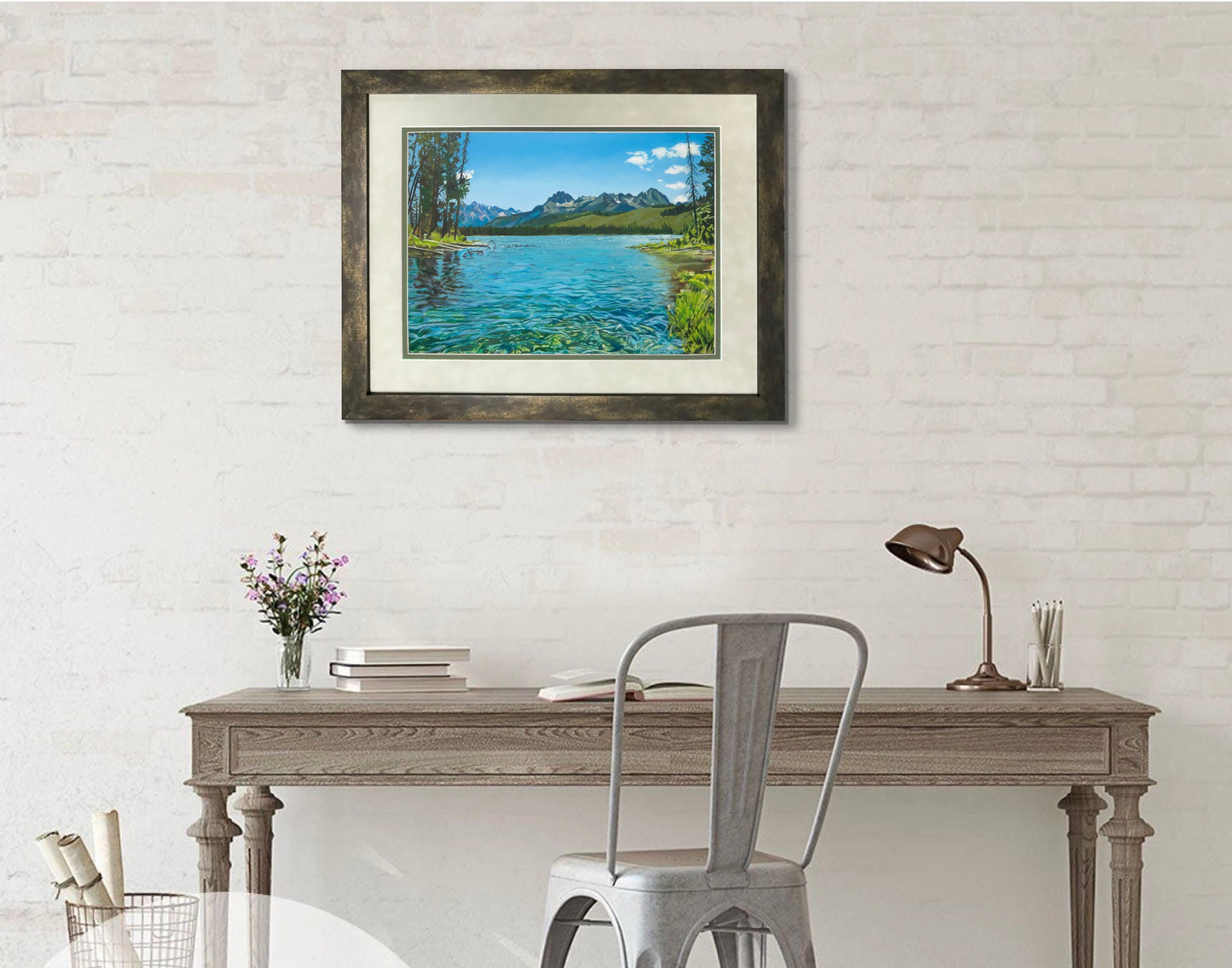 "Redfish Summer Clear" - Fine art Paper or Canvas, Giclée reprod. of oil painting of Idaho's Redfish Lake area in the Sawtooth Mountains