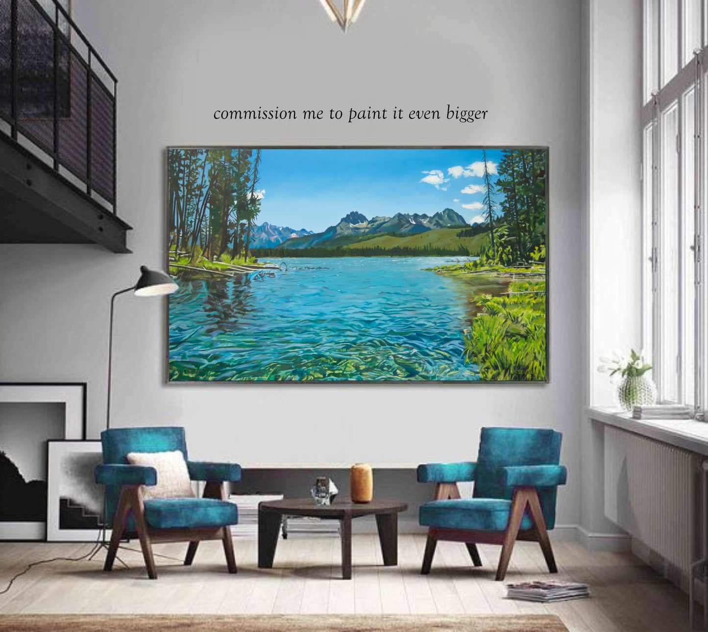"Redfish Summer Clear" - Fine art Paper or Canvas, Giclée reprod. of oil painting of Idaho's Redfish Lake area in the Sawtooth Mountains