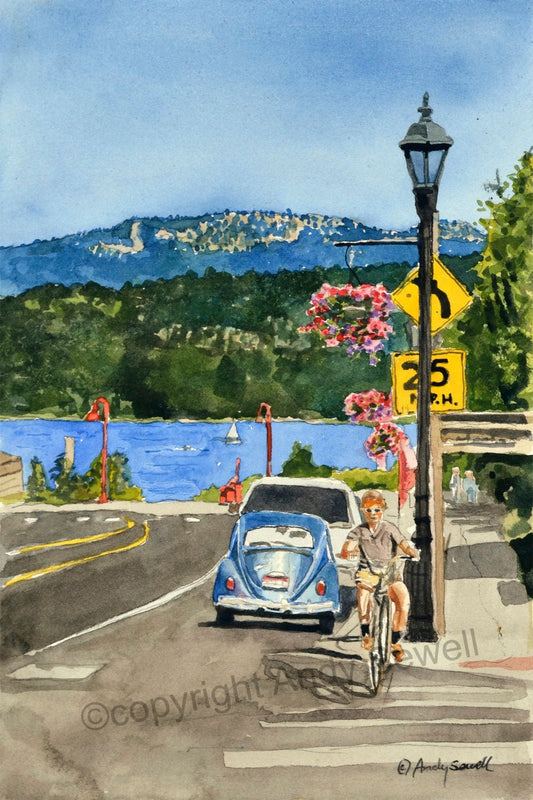 "Main Street McCall" - Archival Watercolor Reprod. of Main St. McCall, Idaho