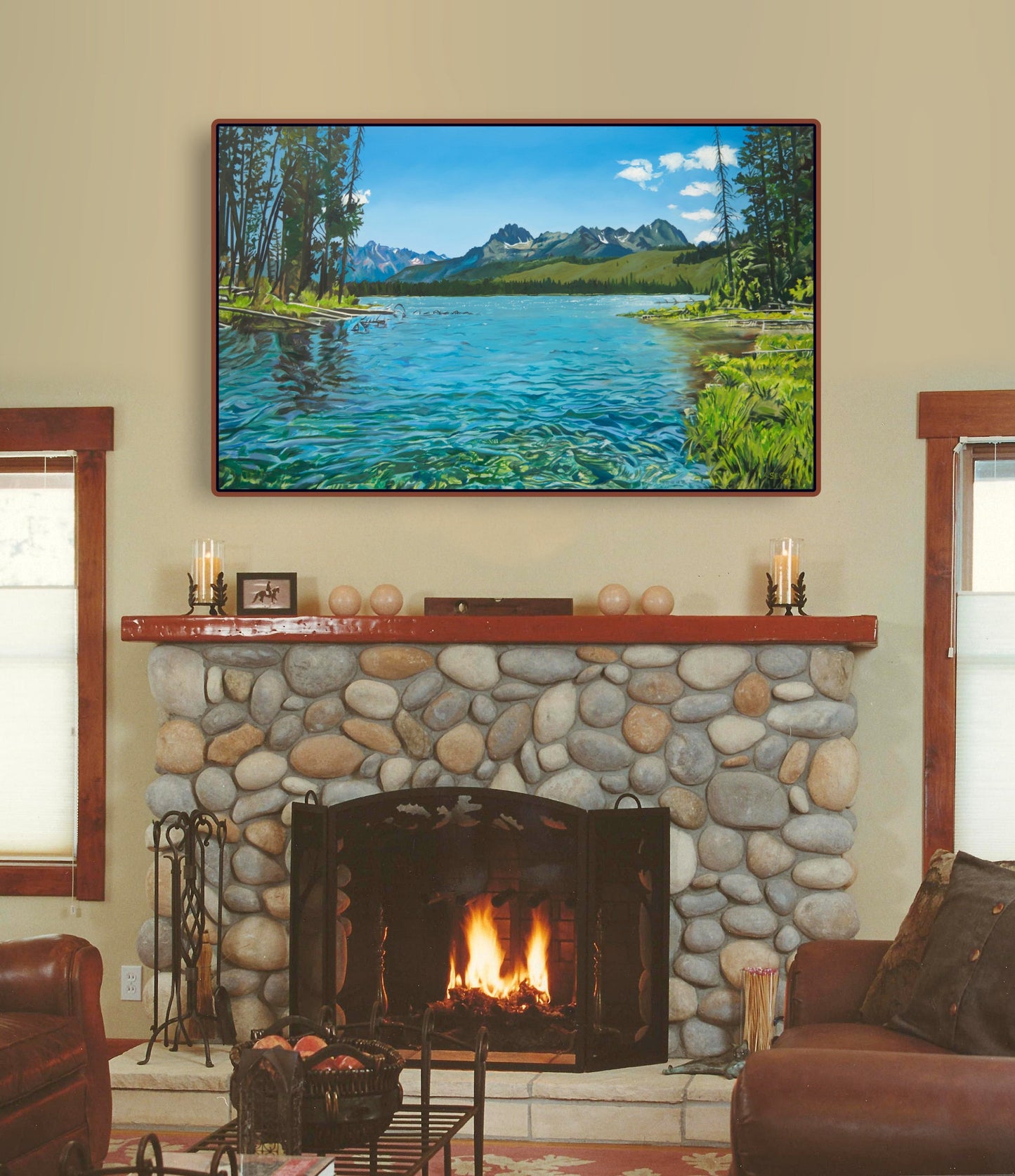 "Redfish Summer Clear" - Original oil painting of Idaho's Redfish Lake area in the Sawtooth Mountains