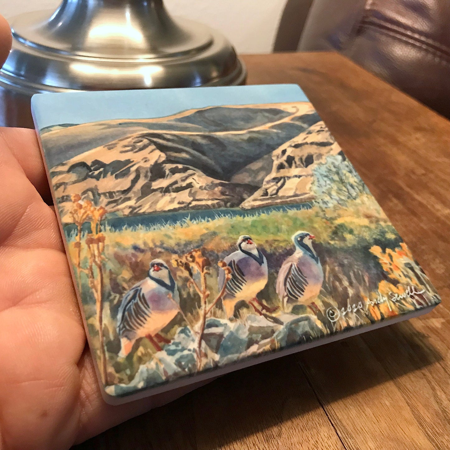 "River Chukar Trio" - An open ed. Giclee reprod. of Chukars on the river.