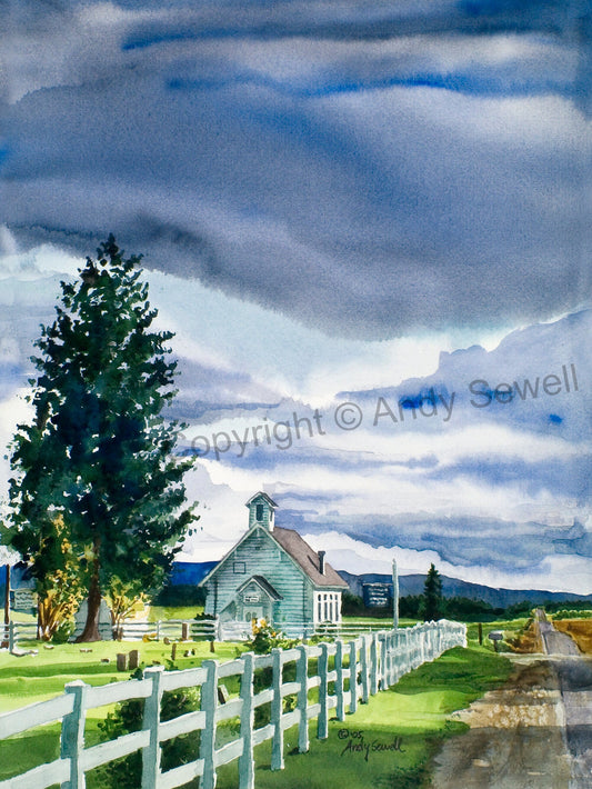 Finnish Church McCall - 12" x 16" Archival Watercolor Reprod. of Finnish Church in McCall, Idaho.