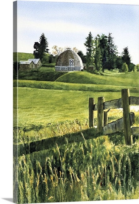"Palouse Classic Round Barn" - A ltd. ed. Giclee from a watercolor of the Northwest Palouse country landscape - by Andy Sewell