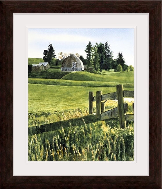 "Palouse Classic Round Barn" - A ltd. ed. Giclee from a watercolor of the Northwest Palouse country landscape - by Andy Sewell