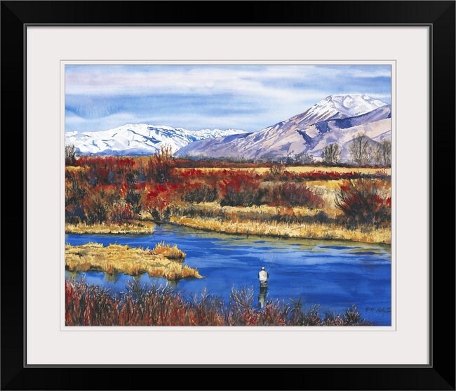 A "Late Season Silvercreek" - a Limited Edition watercolor art Print of Idaho's famed Silvercreek in the Fall, Flyfishing wall art, .
