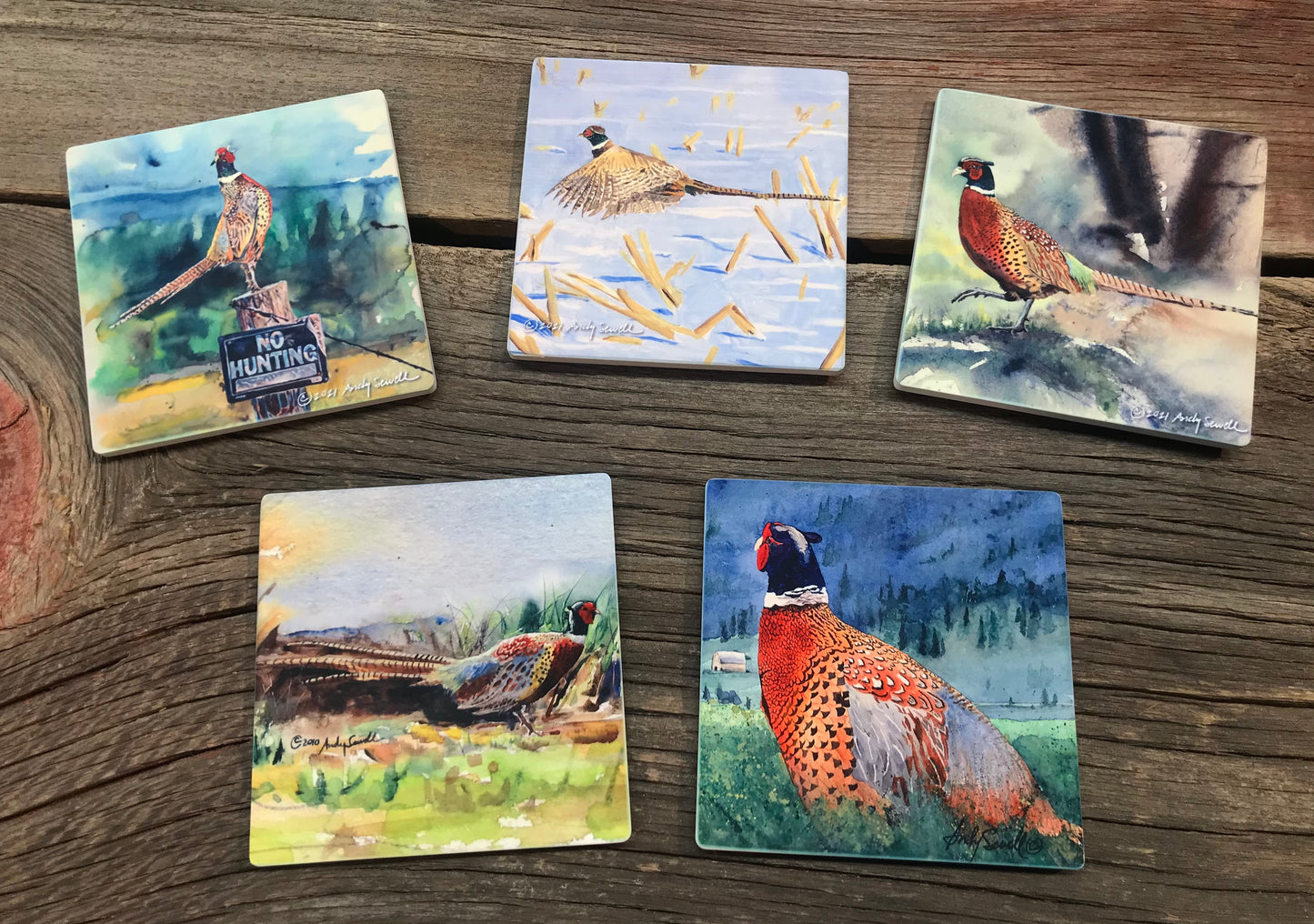 ASC289 "Something to Crow About" pheasant ceramic coaster
