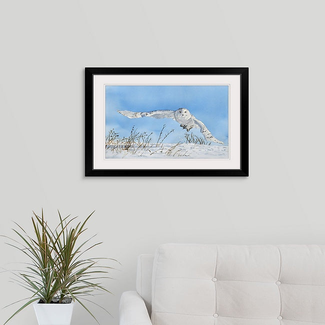 "Snowy Owl Swoop" watercolor giclee reprod. ltd. ed. s/n print