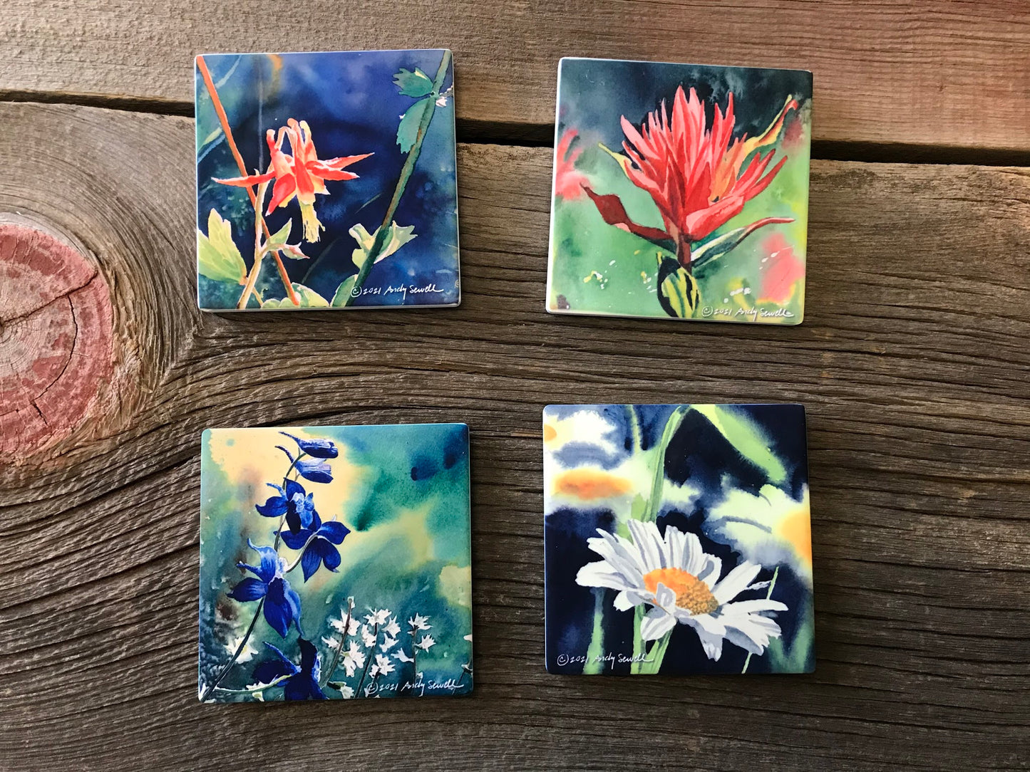 ASC281 "Wild Larkspur " ceramic coaster