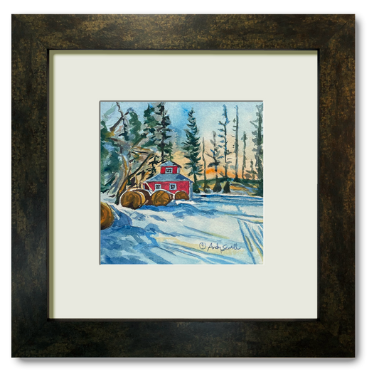 "Little Hay Barn" - 6"x6" Original watercolor or signed edition giclee art print from an original watercolor