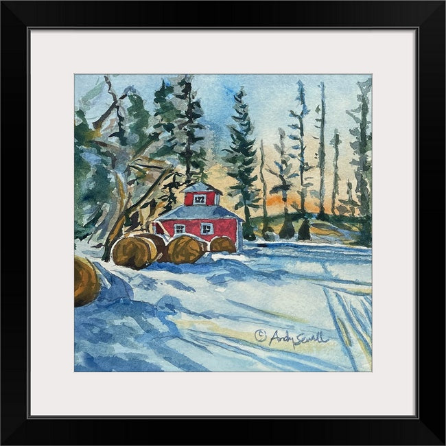 "Little Hay Barn" - 6"x6" Original watercolor or signed edition giclee art print from an original watercolor