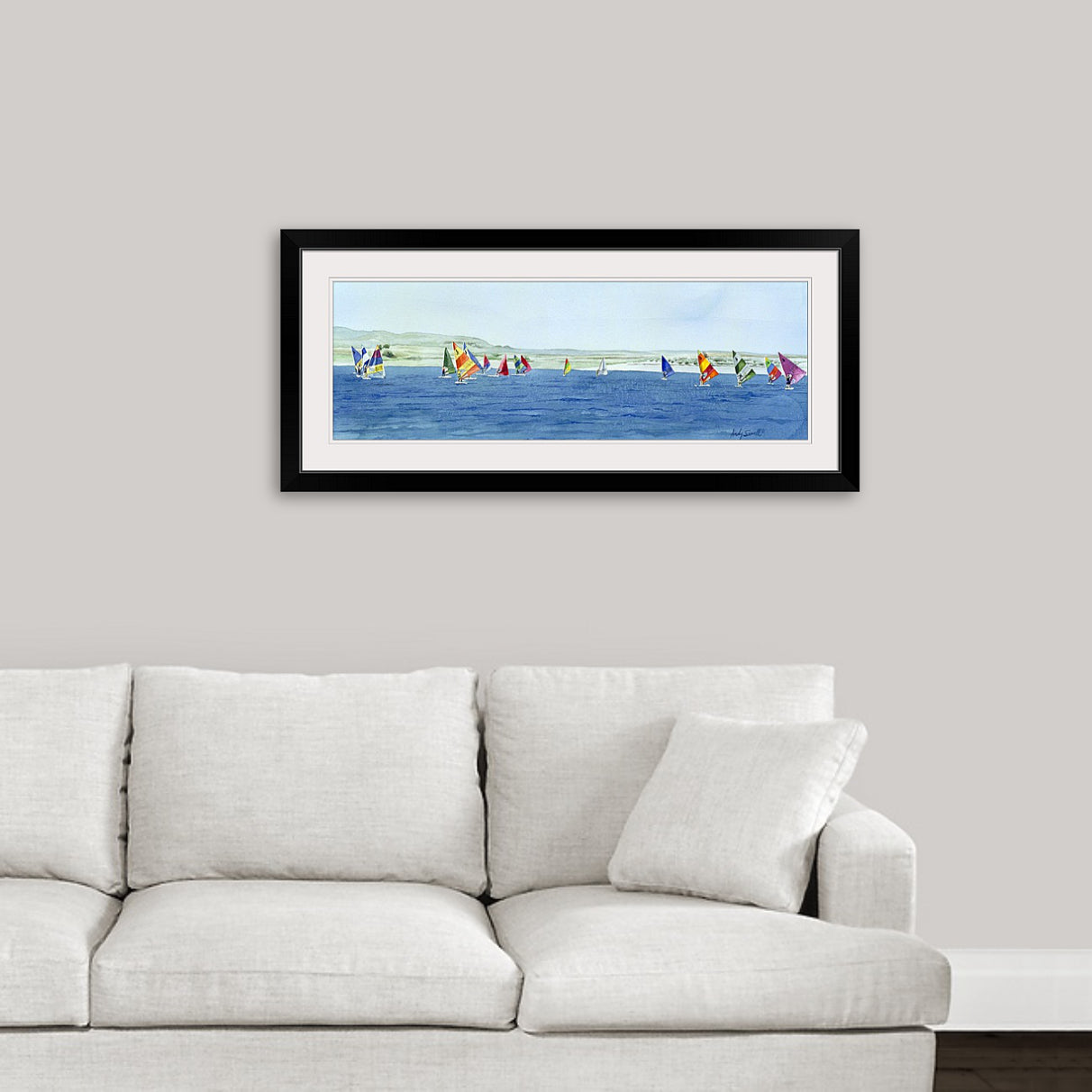 "Windsurfing Magic Colors" - Canvas or Paper Giclée art print from my watercolor painting of my hometown reservoir in Idaho.