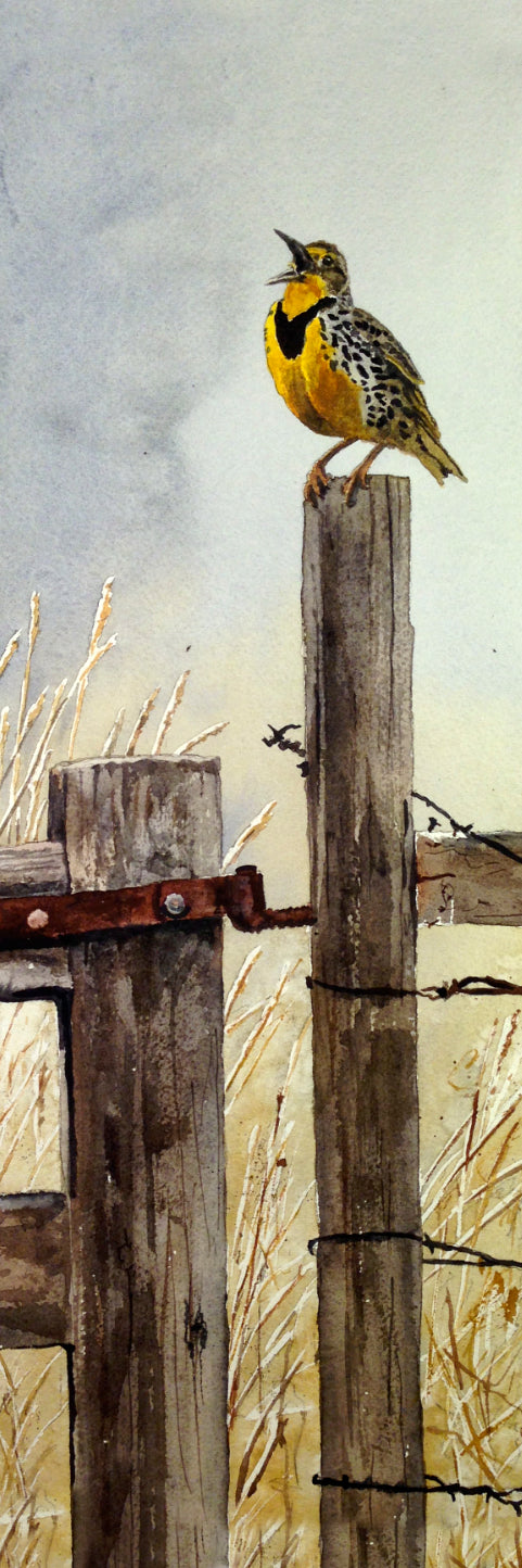 "Meadowlark Song" - an 8"x24" limited edition s/n giclee art print from an original watercolor