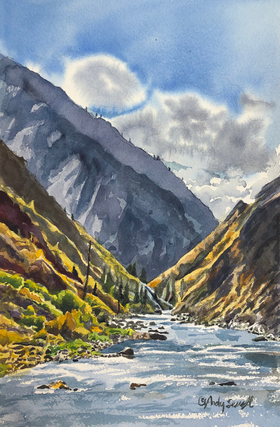 River and Rocks Watercolor Painting, Giclee Print of Original Watercolor  Painting, River Rocks 