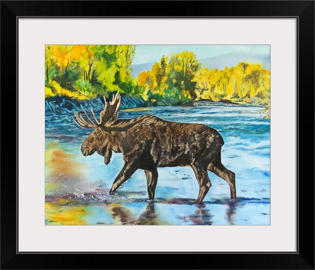 "Moose Crossing" - 58"x34" Giclee print on Canvas, or Fine art Paper Giclée reprod.